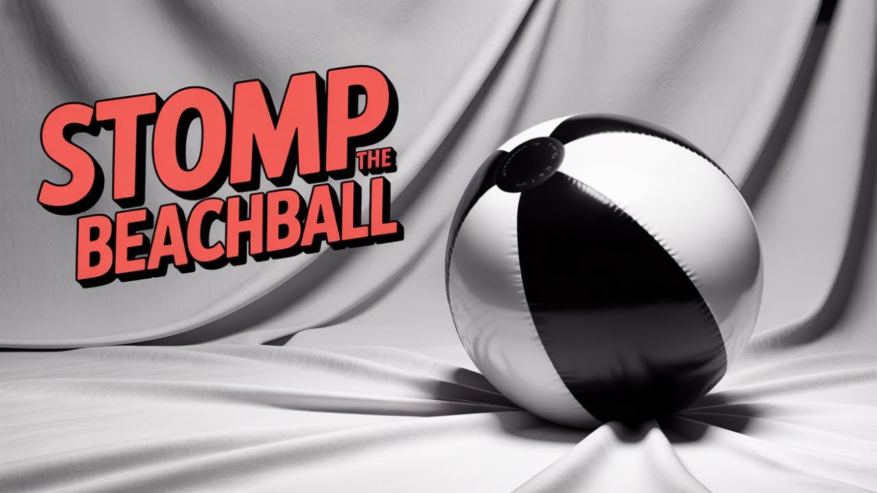 Pop inflatable - Stomp popping the Black & White Beach Ball 💨⚫⚪ So Satisfying!