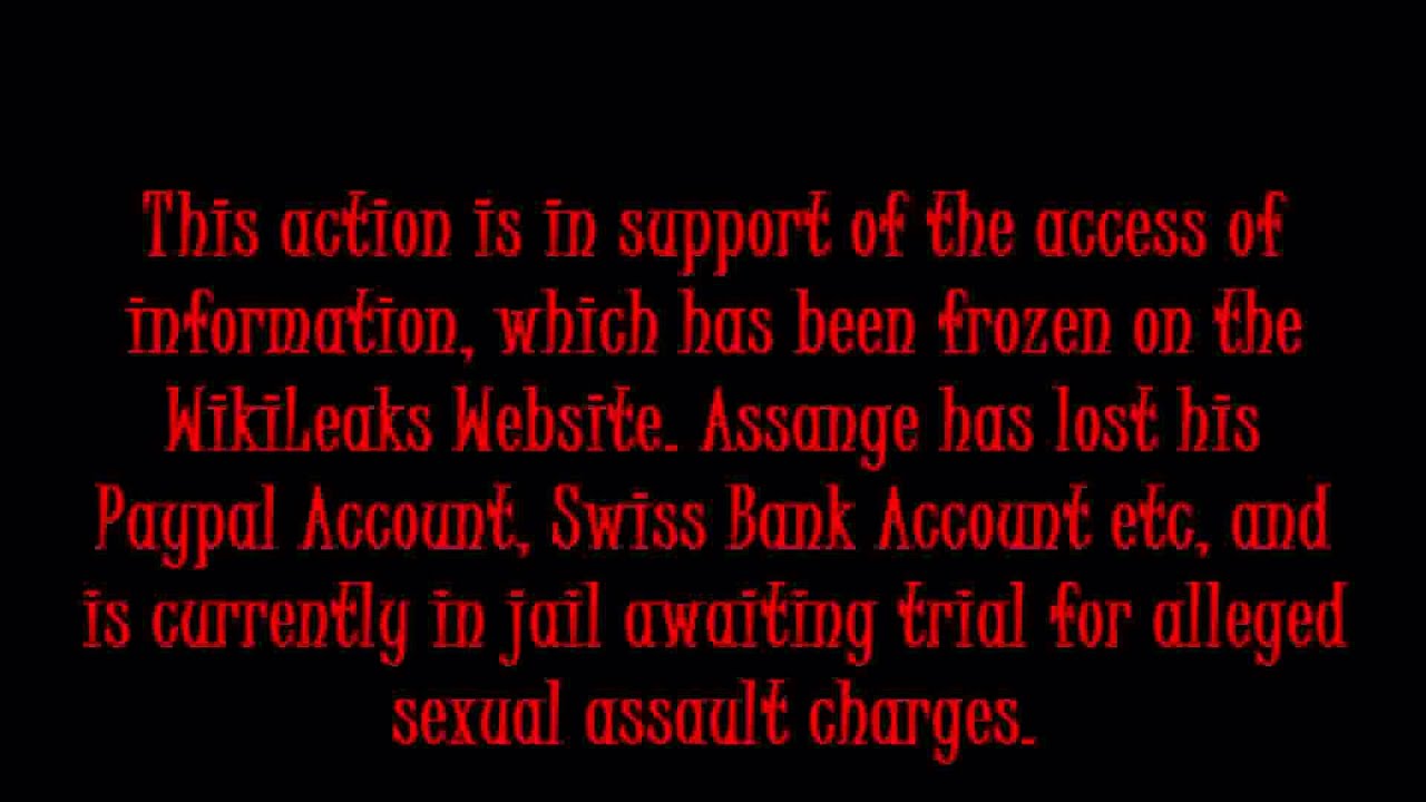 ! VISA MASTERCARD PAYPAL DOWN ! -  Wiki War WikiLeaks Julian Assange