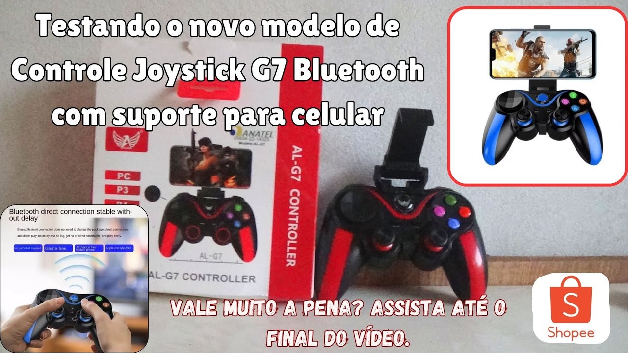 novo modelo de Controle Joystick G7 Bluetooth com suporte para celular