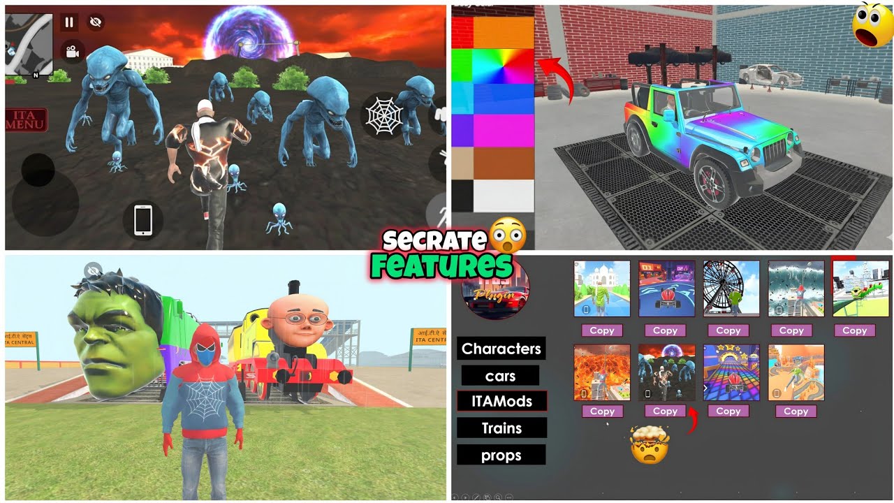 Indian Theft Aura Simulator New Update | Car RGB color Add |Challenge Mod | Mars Mod | Patlu Train 