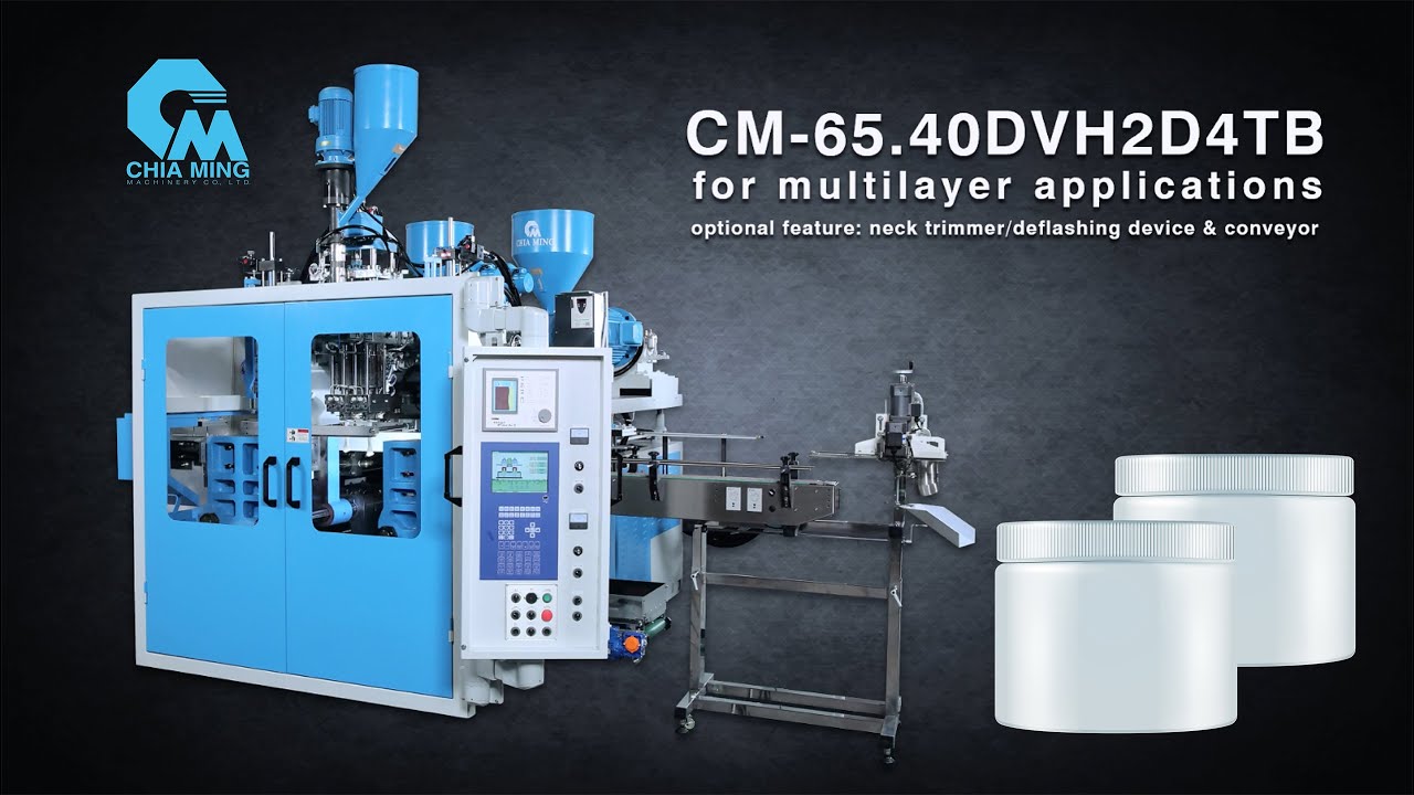 Co-Extrustion Blow Molding Machine equipped with neck trimmer | CM-65.40DVH2D4TB | Chia Ming