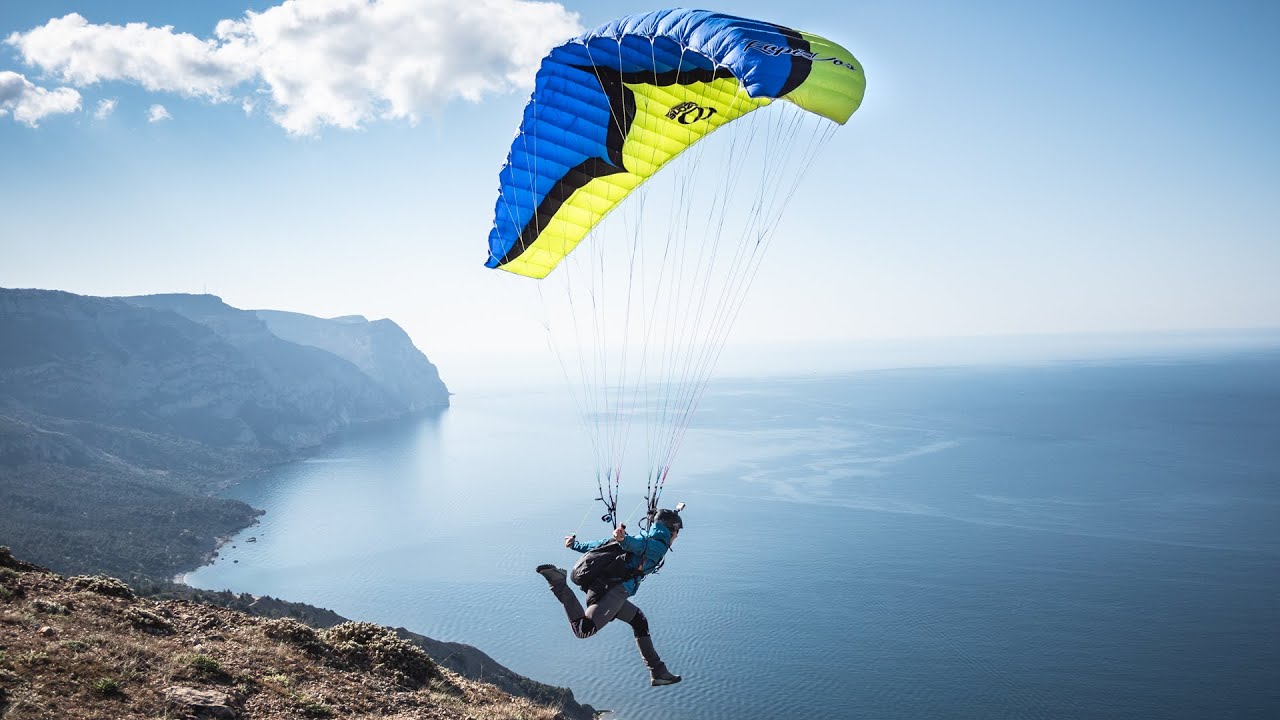 Cliff launches in Speedflying. Speedflying school (ENGLISH SUBS)