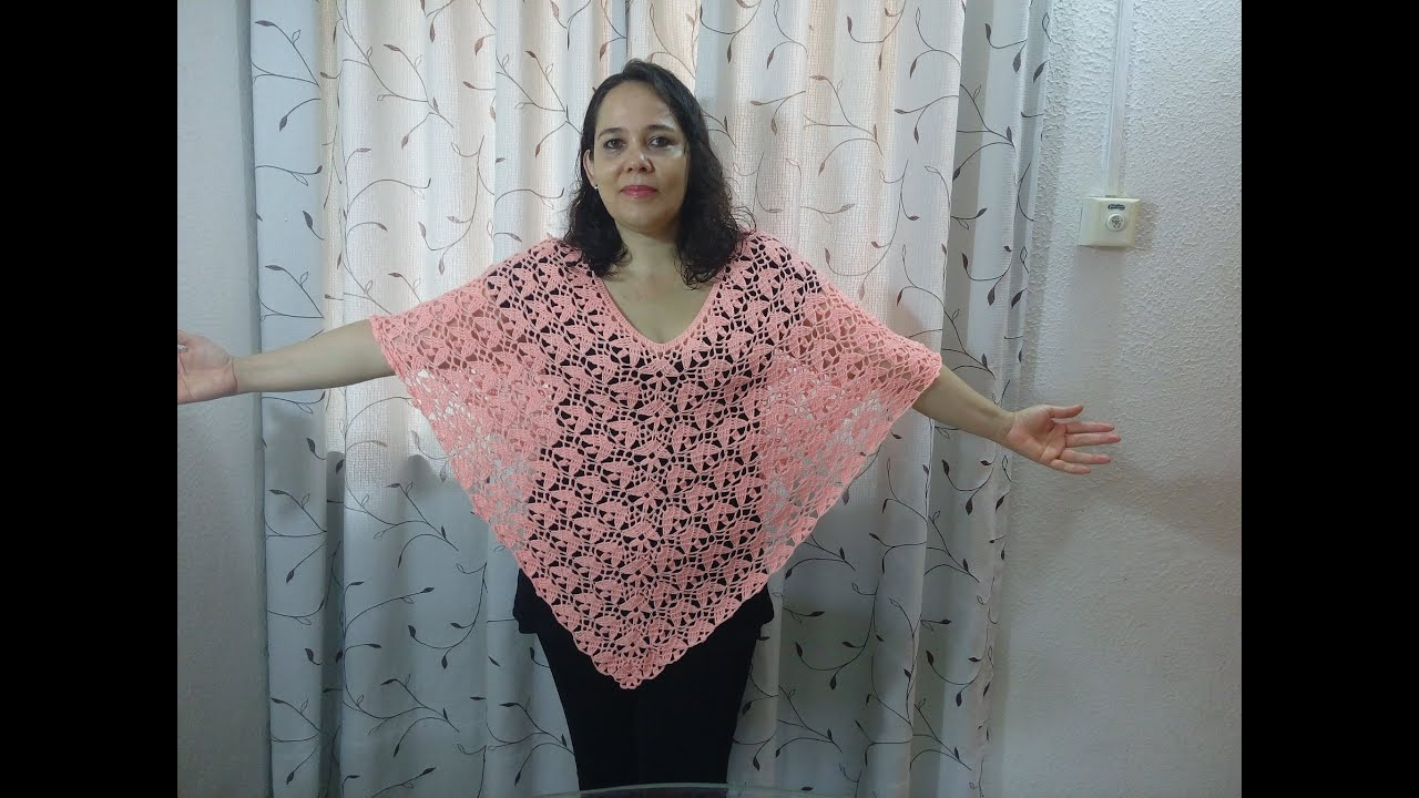 poncho hojas de otoño en crochet