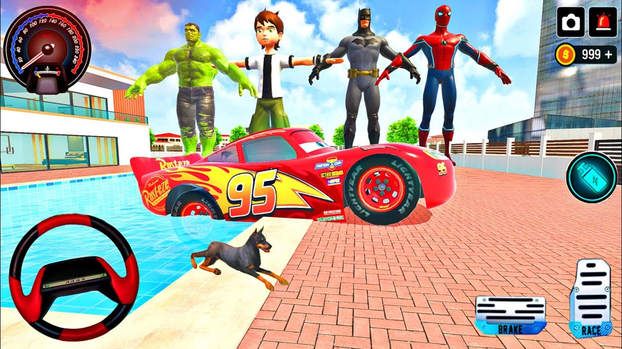 Car Bike Spiderman Game: McQueen an Indian Tractor and drives a new Indian Police - Android GamePlay