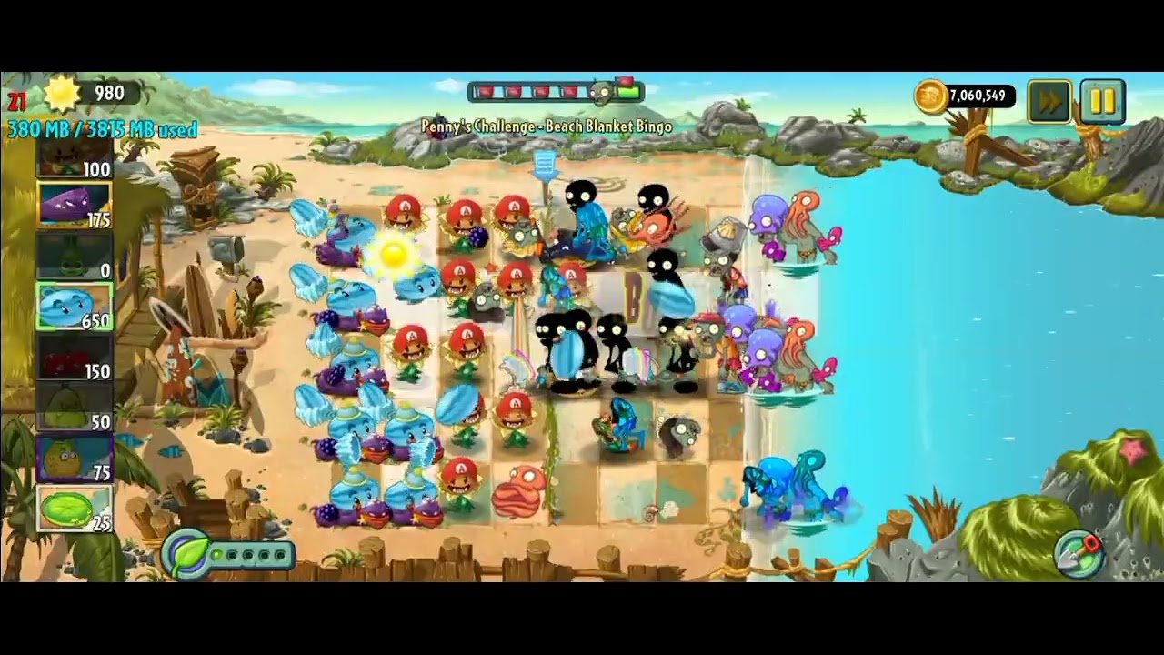 HAVE A LOT TROUBLE CLEANING UP THE BEACH HERE!! | Pvz 2 Reflourished 