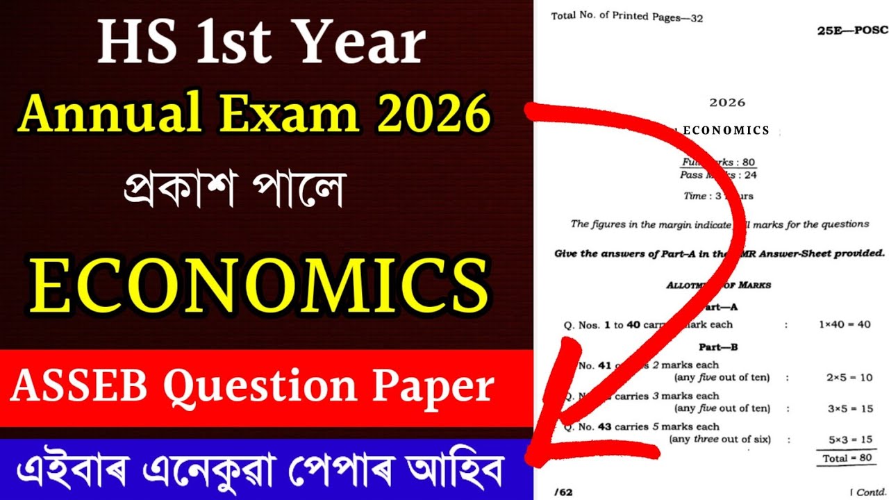 Class 11 Annual Exam 2026 Question Paper | HS 1st Year Economics Question Paper 2026 