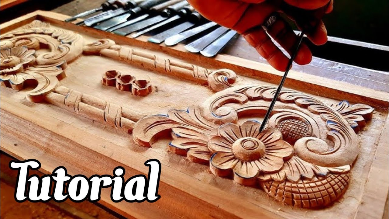 Handmade Wood Carving Tutorial | Beautiful Floral Design | Wood Art & Hand Tools Craft #woodscraft