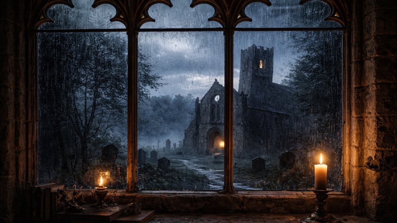 Rain at the Old Abbey | Gothic Ambient Soundscape for Sleep (8 Hours)