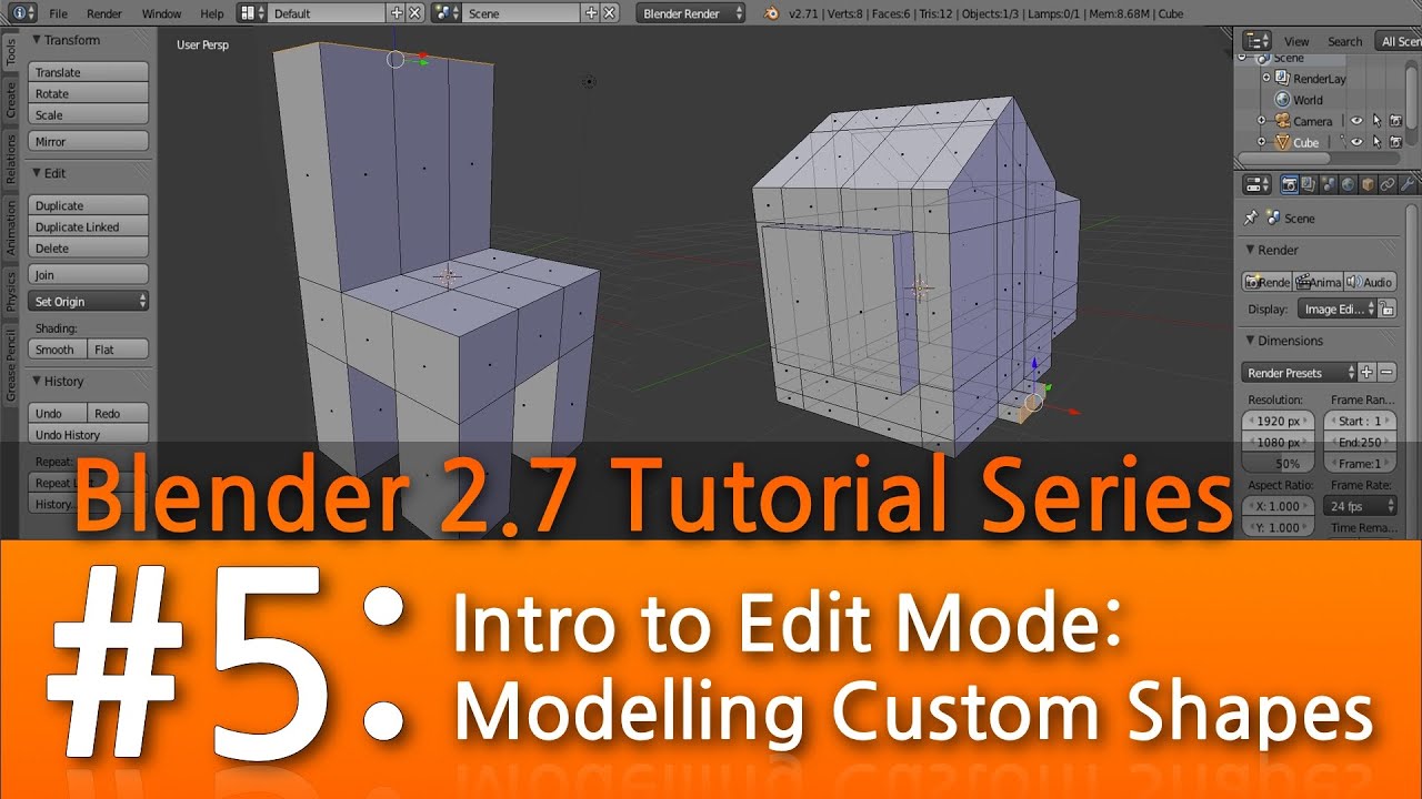 Blender 2.7 Tutorial #5 :  Intro To Edit Mode #b3d