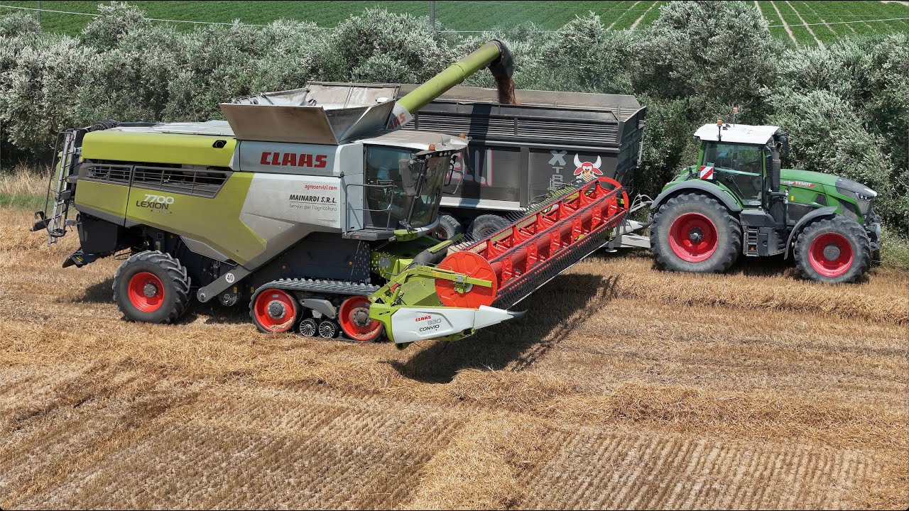 | Claas Lexion 7700 | Claas Convio 930 Da 9.30 Metri | X2 Fendt | Trebbiatura Grano |