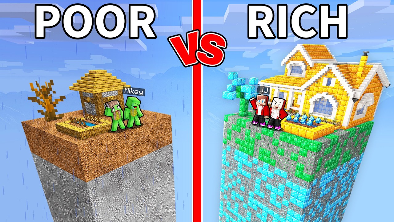 Mikey and JJ: Minecraft POOR vs RICH Family Chunk Battle: Maizen