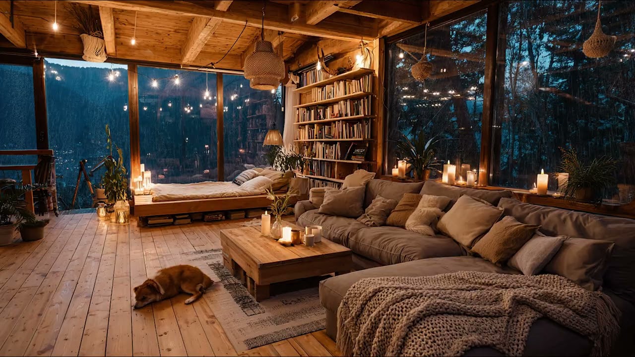 Cozy Cabin Rain Sounds on Window 🌧️ Perfect for Deep Sleep & Stress Relief