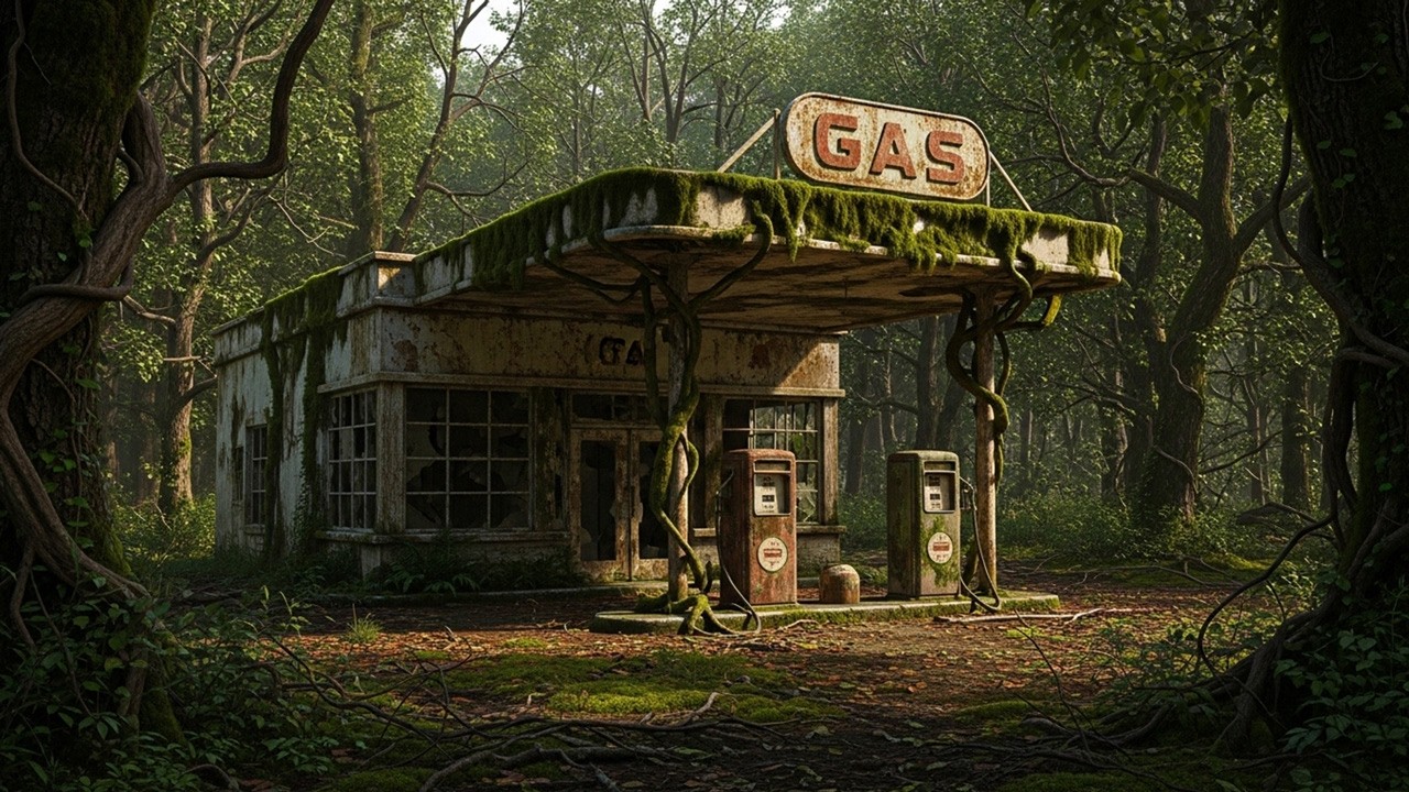 An Abandoned Gas Station in the Forest That Stood Uninhabited for 100 Years