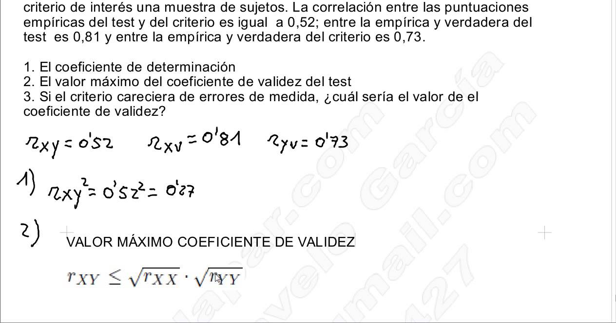 VALIDEZ, VALOR MÁXIMO DEL COEFICIENTE DE VALIDEZ, COEFICIENTE DE DETERMINACIÓN, ETC.
