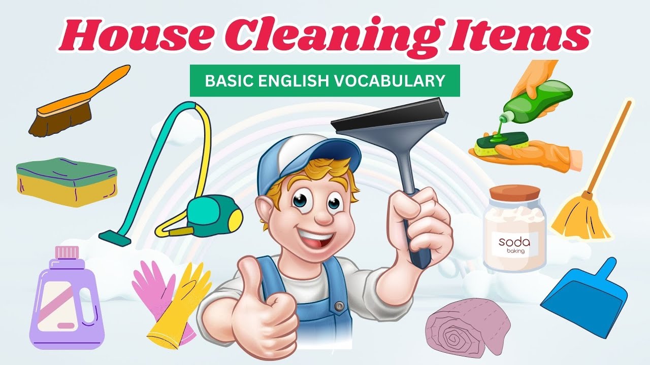 House Cleaning Items Name - Cleaning Tools For Home - House Cleaning Things - Name Picture Moko Loko