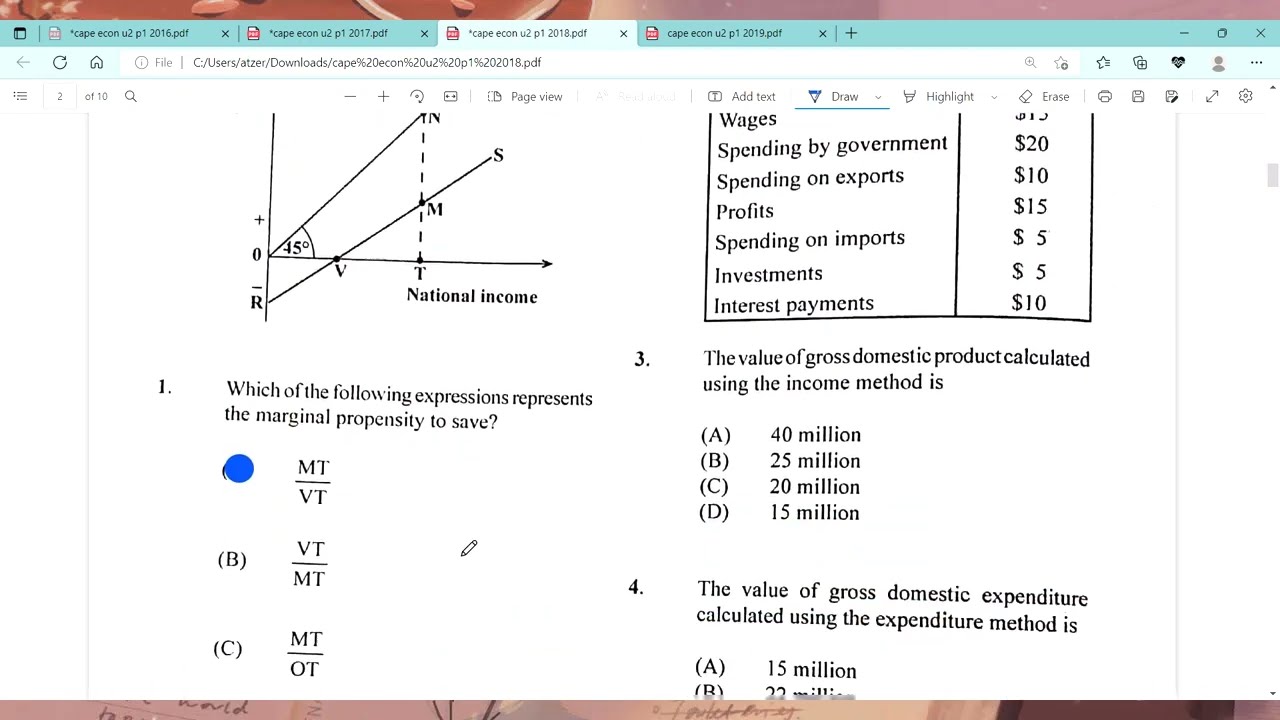 Cape Economics Unit 2 Paper 1 (2016-2019) Solutions
