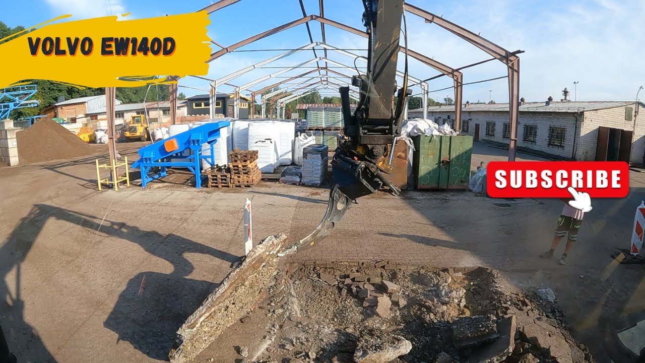 Rwanie betonu zębem I Volvo Ew140d Tiltrotator Engcon