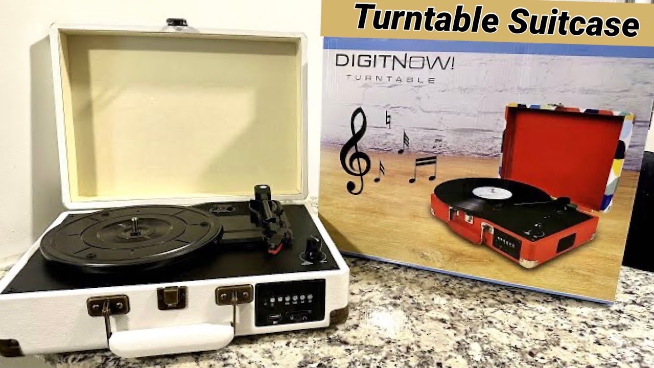 DIGITNOW Record Player Turntable Suitcase Bluetooth/FM Radio/USB/SD Card Port/Vinyl to MP3 Converter