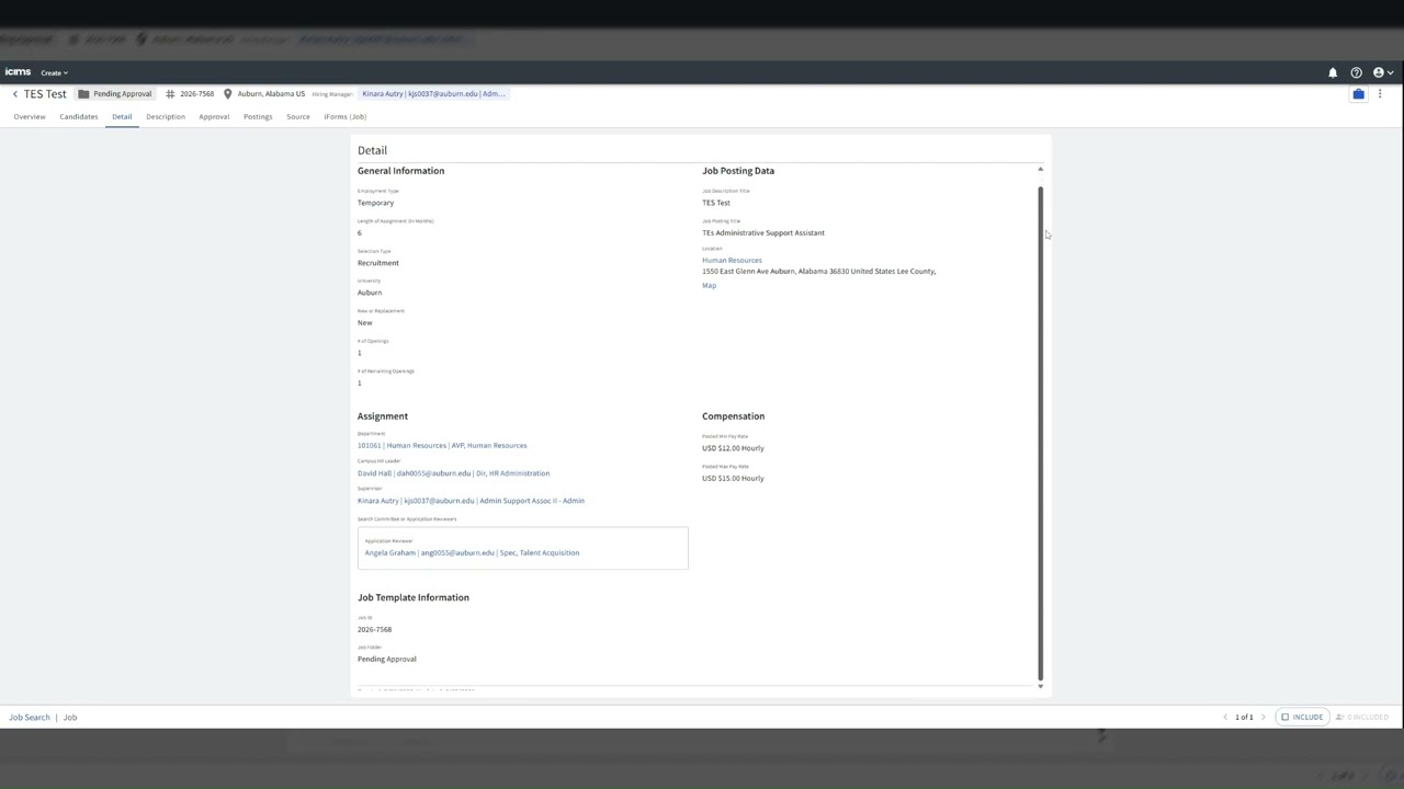 iCIMS Approving Job Profiles
