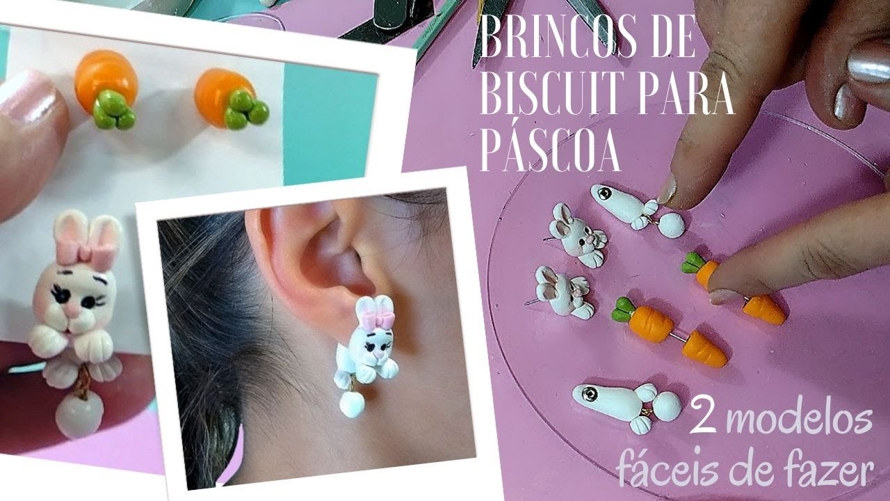 BRINCO DE BISCUIT PERSONALIZADO: COMO FAZER BRINCOS DE COELHO E CENOURA PARA PÁSCOA