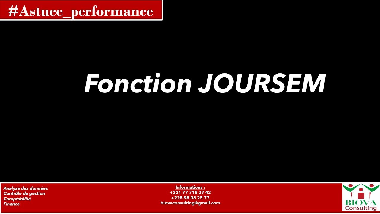 Astuce Excel: Fonction JOURSEM