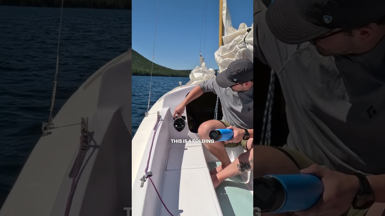Showing off my Vertical Mount on my 1975 O'Day Daysailer II at Cultus Lake. #neverspillagain #boat