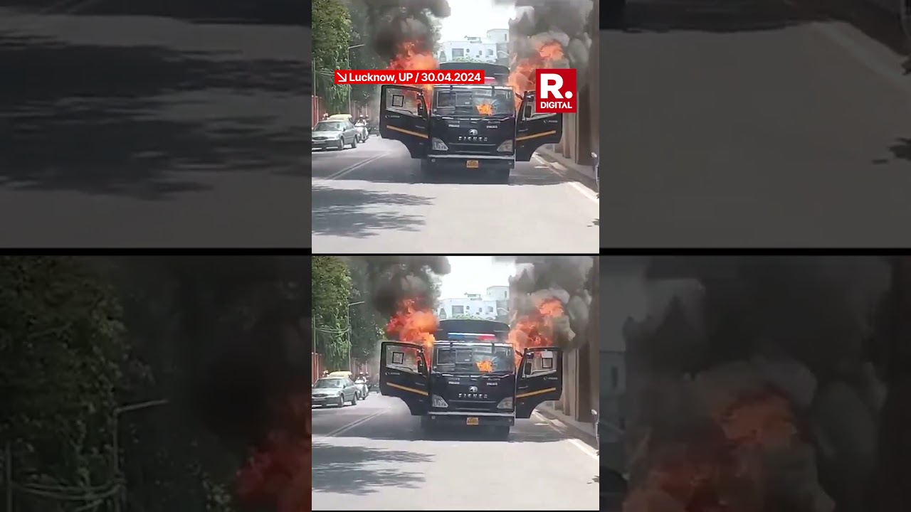 Police Vehicle Catches Fire Near Raj Bhavan In Lucknow; No Injuries Reported