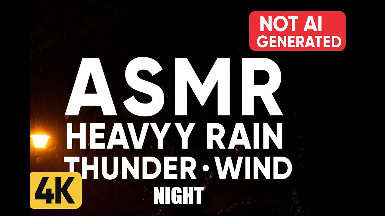 Night Storm ASMR – Heavy Rain, Soft Thunder & Wind (No AI)
