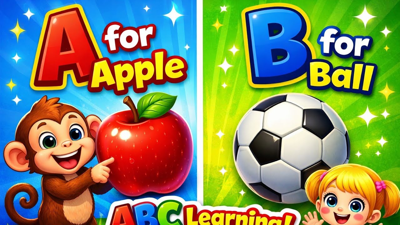 A for Apple 🍎 B for Ball ⚽ | ABC Learning for Kids । The Phonic Song For Kids। Abc Song for Kids 1