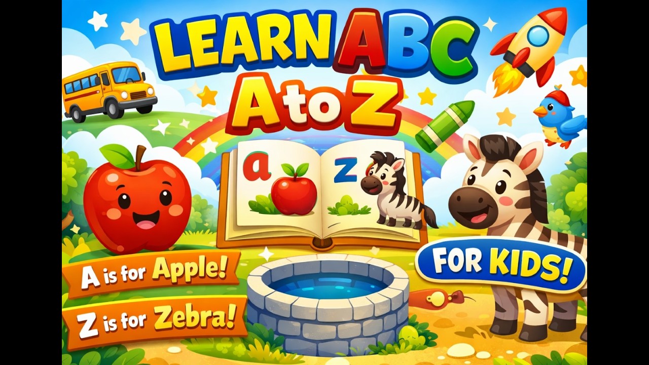 Learn ABC Alphabet 🔤 | A to Z Phonics & Words | Preschool Learning Video
