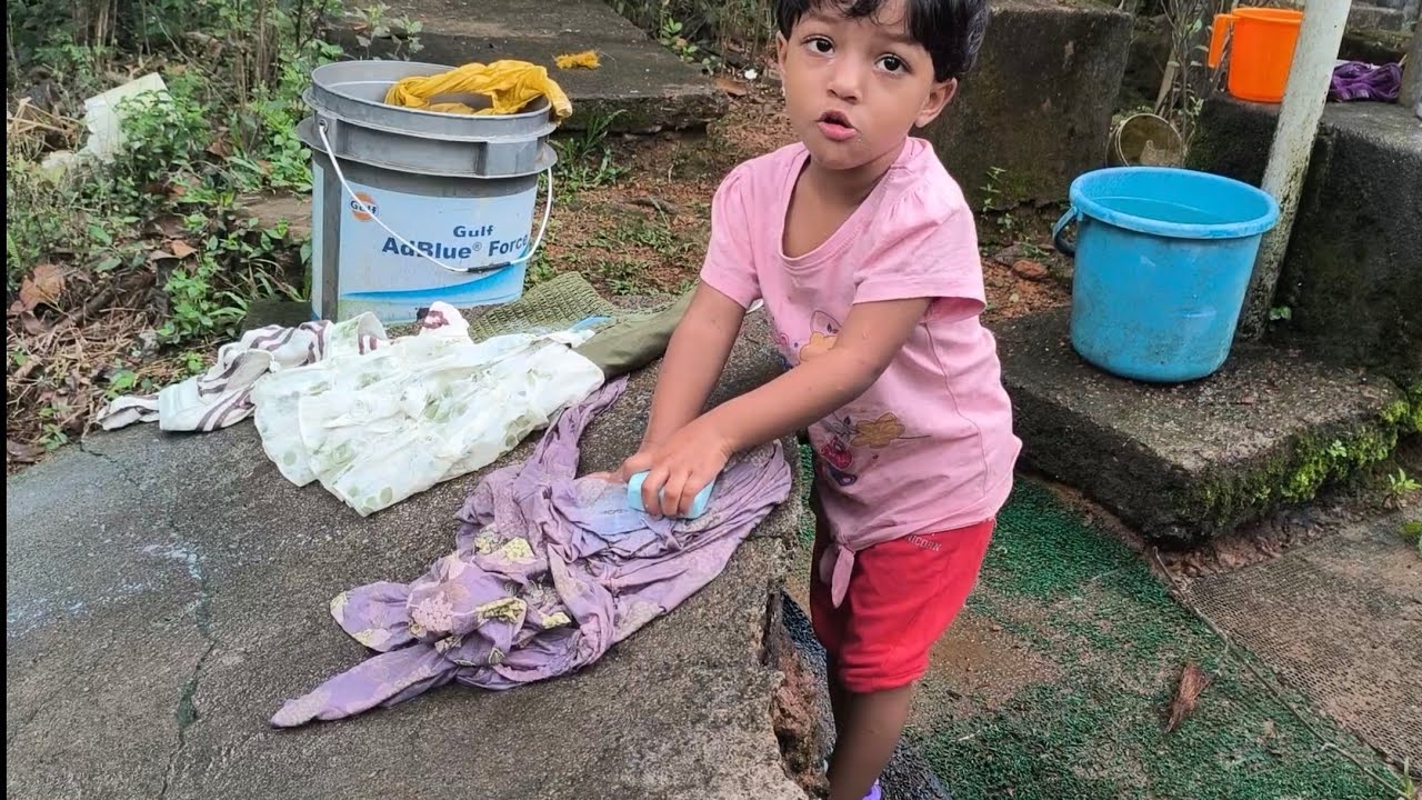 Ammu Washing Clothes 