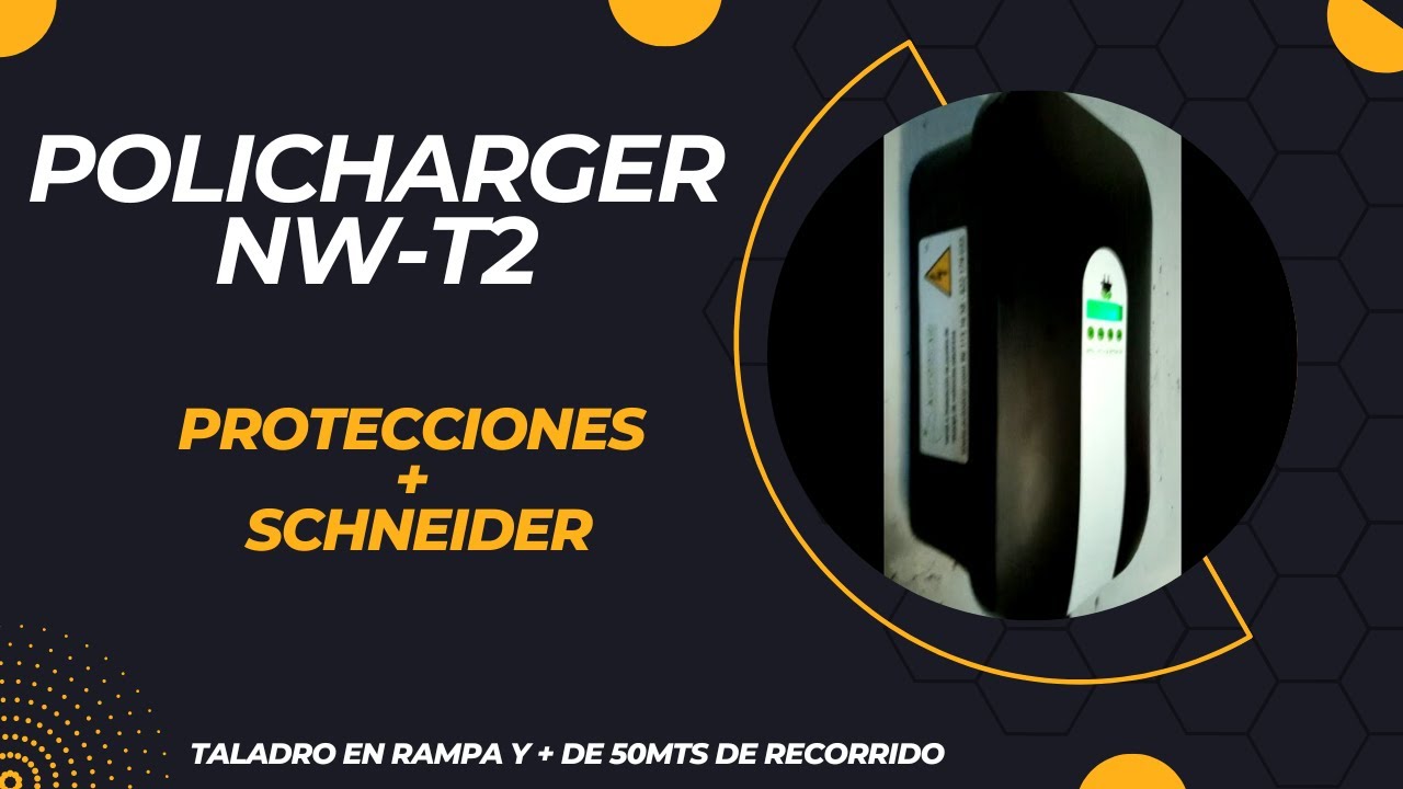Policharger nw-t2 con taladro en rampa, protecciones Schneider y 50mts recorrido. Para tesla model 3