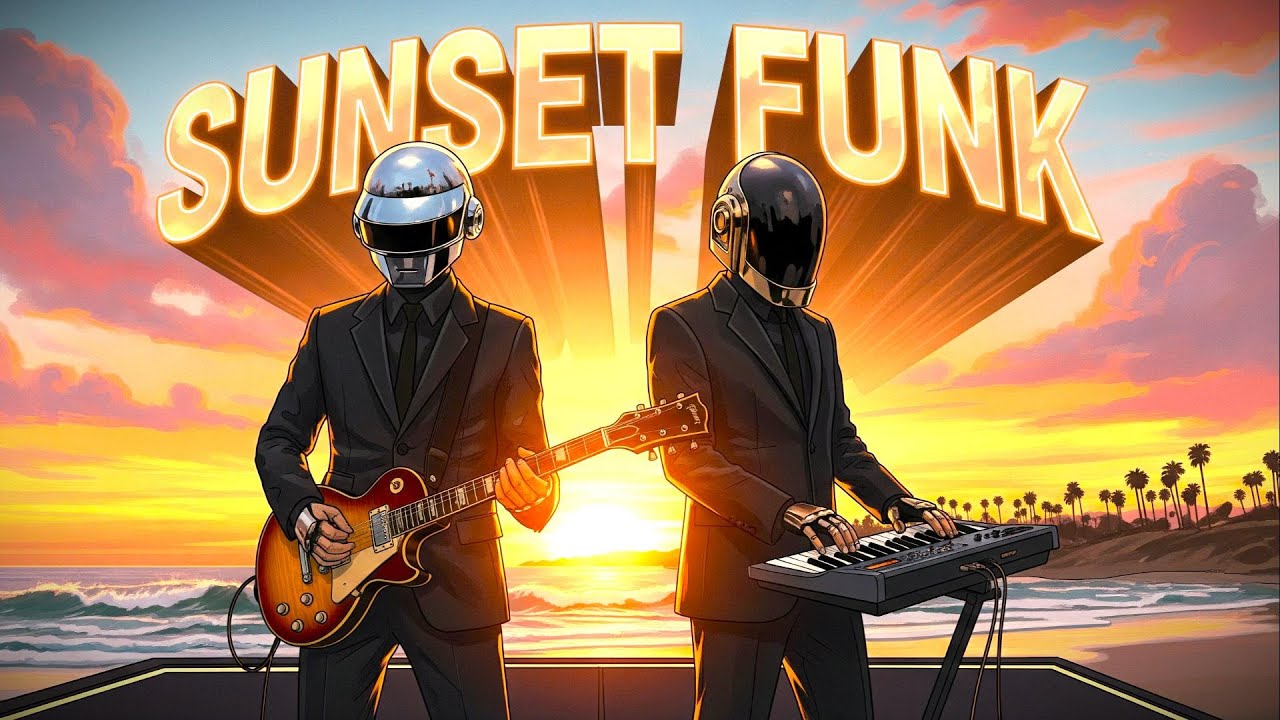Daft Punk Inspired Sunset Funk 🌅 California Coastline Groove | Chill Disco & Funk Guitar Mix