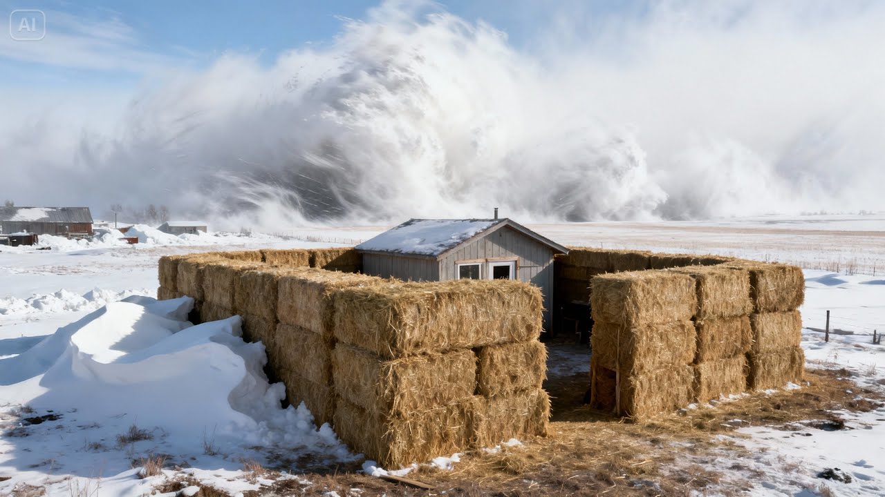 EVERYONE LAUGHED AT HIS HAY BALE FORTRESS — UNTIL IT SAVED THEM FROM THE BLIZZARD