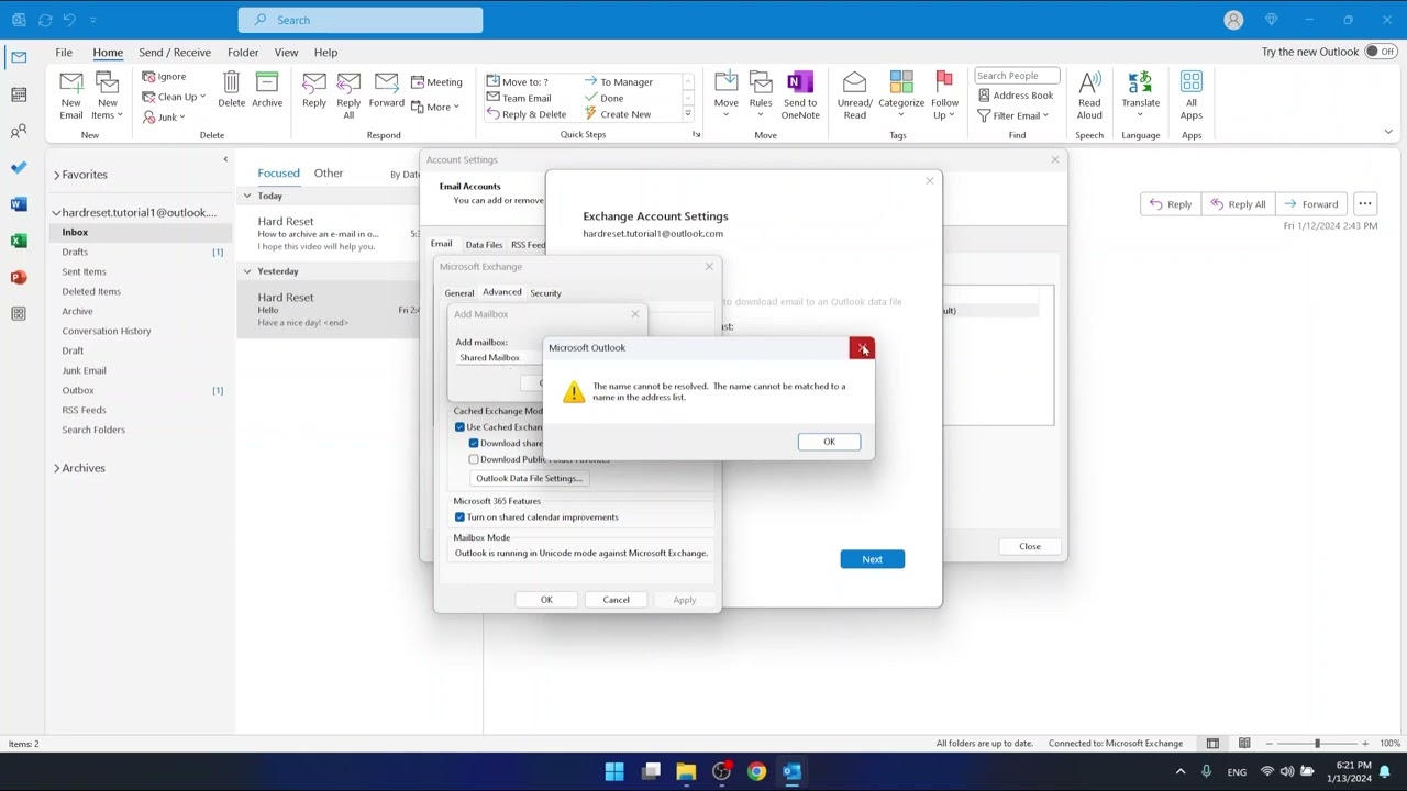 Как добавить общую почтовую коробку в Outlook