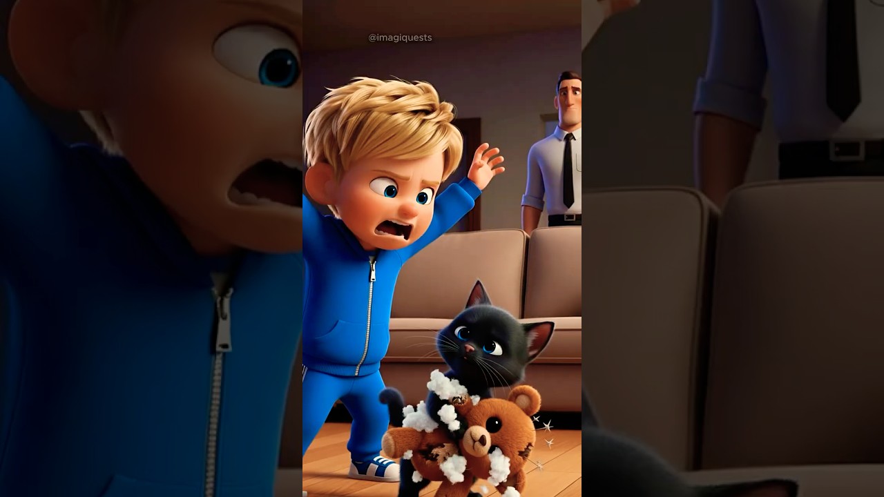 🙀Kitten Breaks Teddy Bear🧸, Dad Got Boy New Bear ❤️