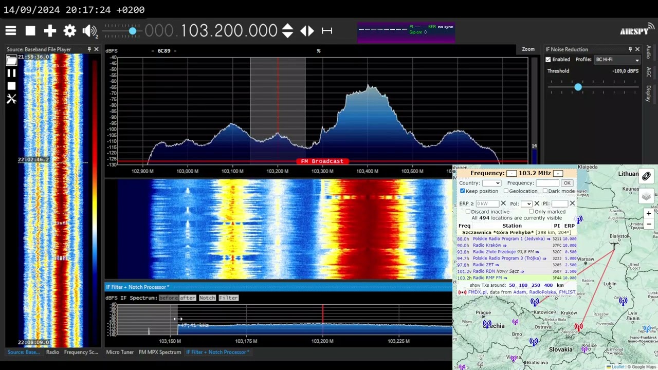 [FM] 103,2 MHz - Radio Opole, Opole vs RMF FM, Szczawnica - przed powodzią, 14.09.2024