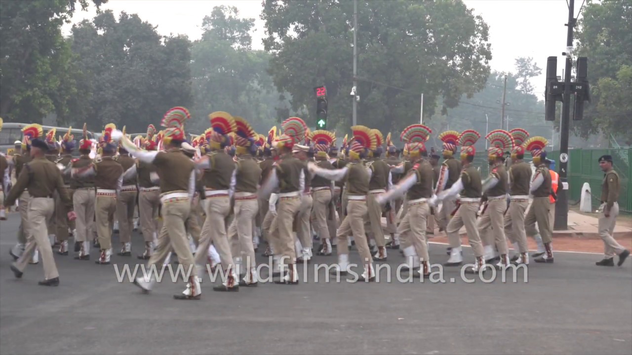 Delhi Police personnel rehearse for Republic Day Parade
