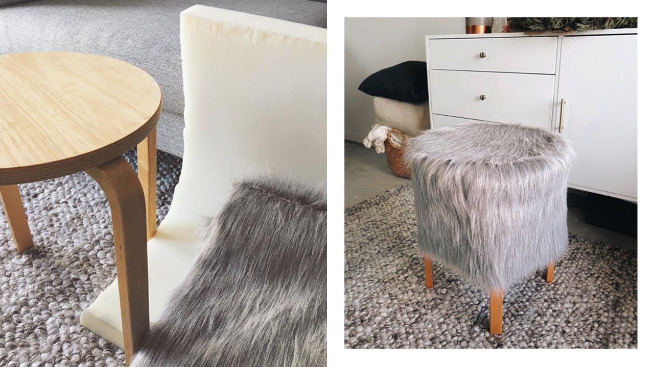 DIY Faux Fur Stool or End Table | withwendy