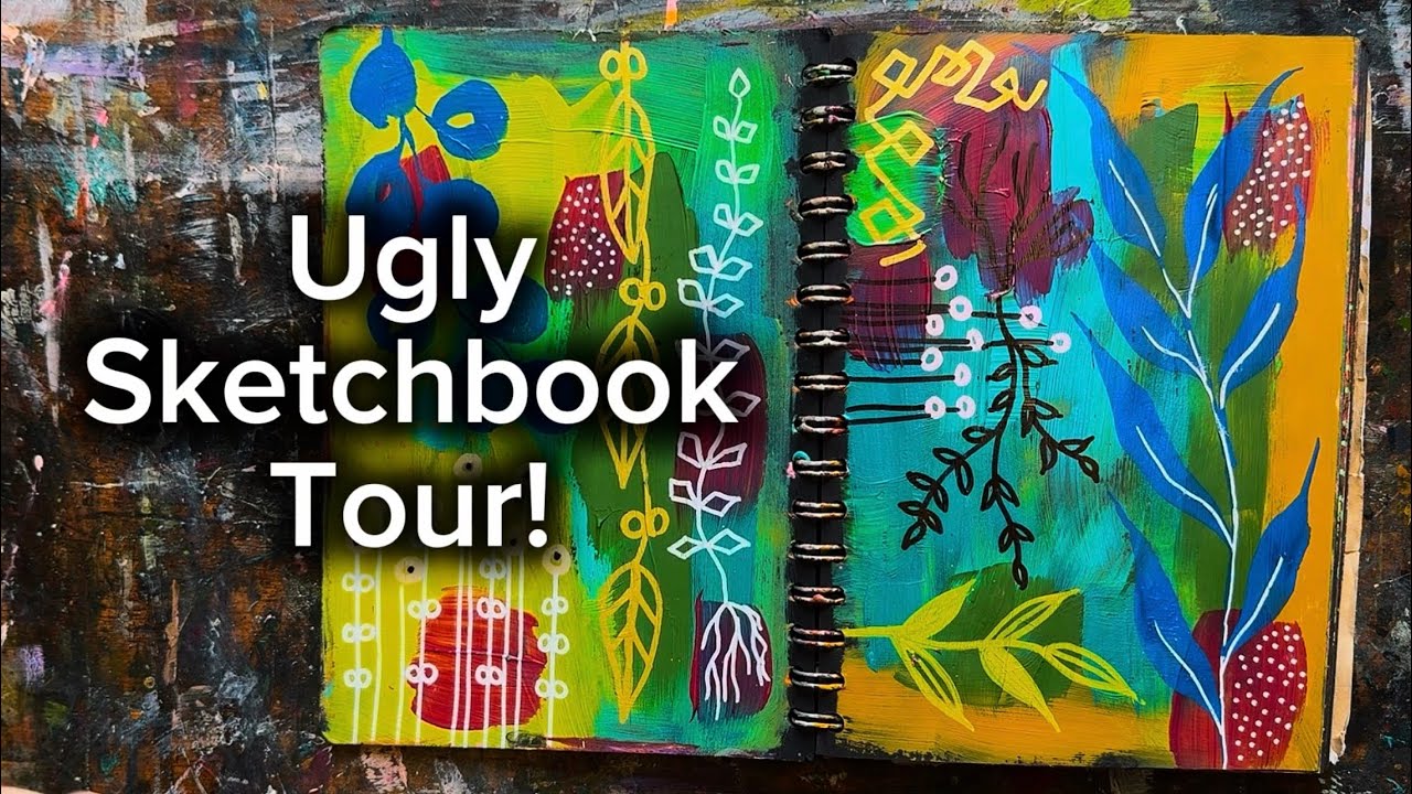 My ugly sketchbook tour | An honest abstract mixed media sketchbook! 