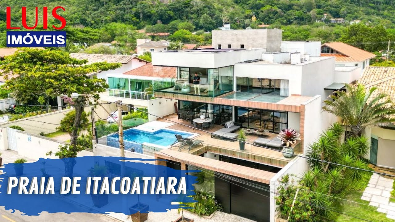 MANSÃO COM PISCINA DE BORDA INFINITA FRENTE MAR EM ITACOATIARA C/ 4 SUÍTES E MUITOS DETALHES DE LUXO
