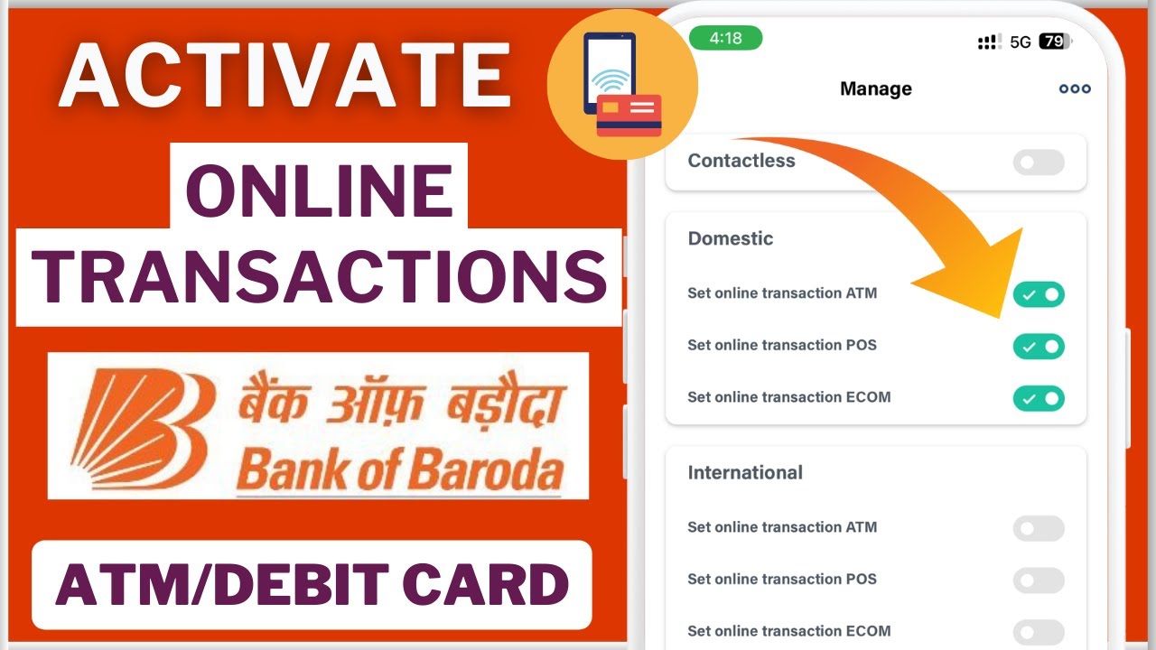 Activate Bank of Baroda Debit Card Online Transactions and Usage for Online payments