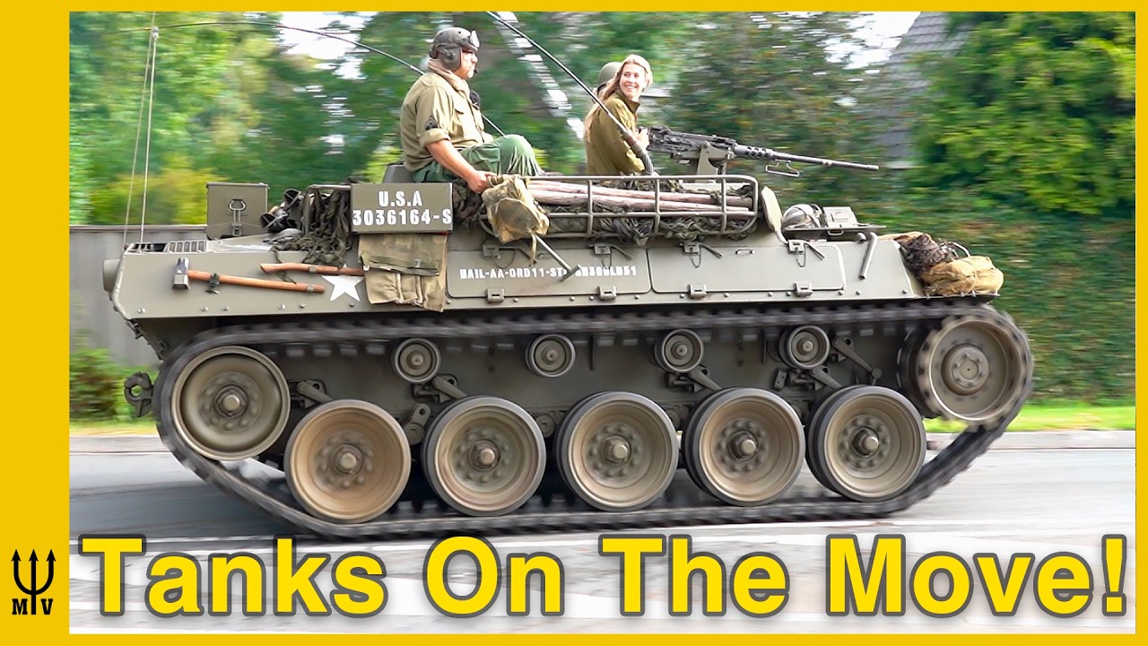 Huge Convoy of Tanks, Trucks and Jeeps Take Over the Road!