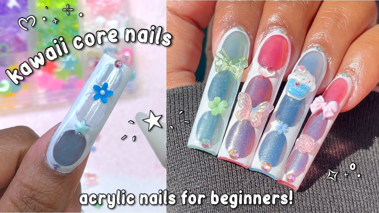 Putting a Kawaiicore twist on a Viral Nail trend! ♡ | Beginner friendly acrylic application