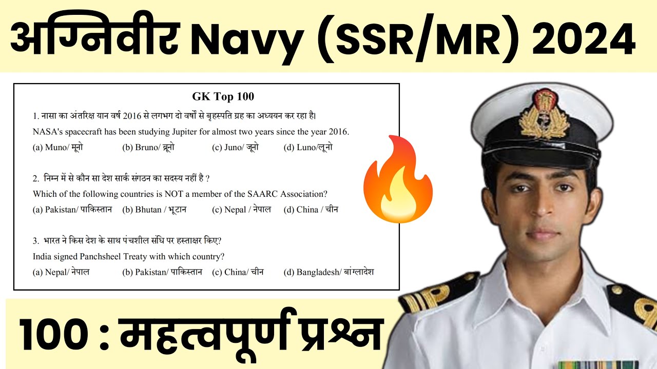 Navy SSR MR 2024 Gk Top 100 Questions 🔥