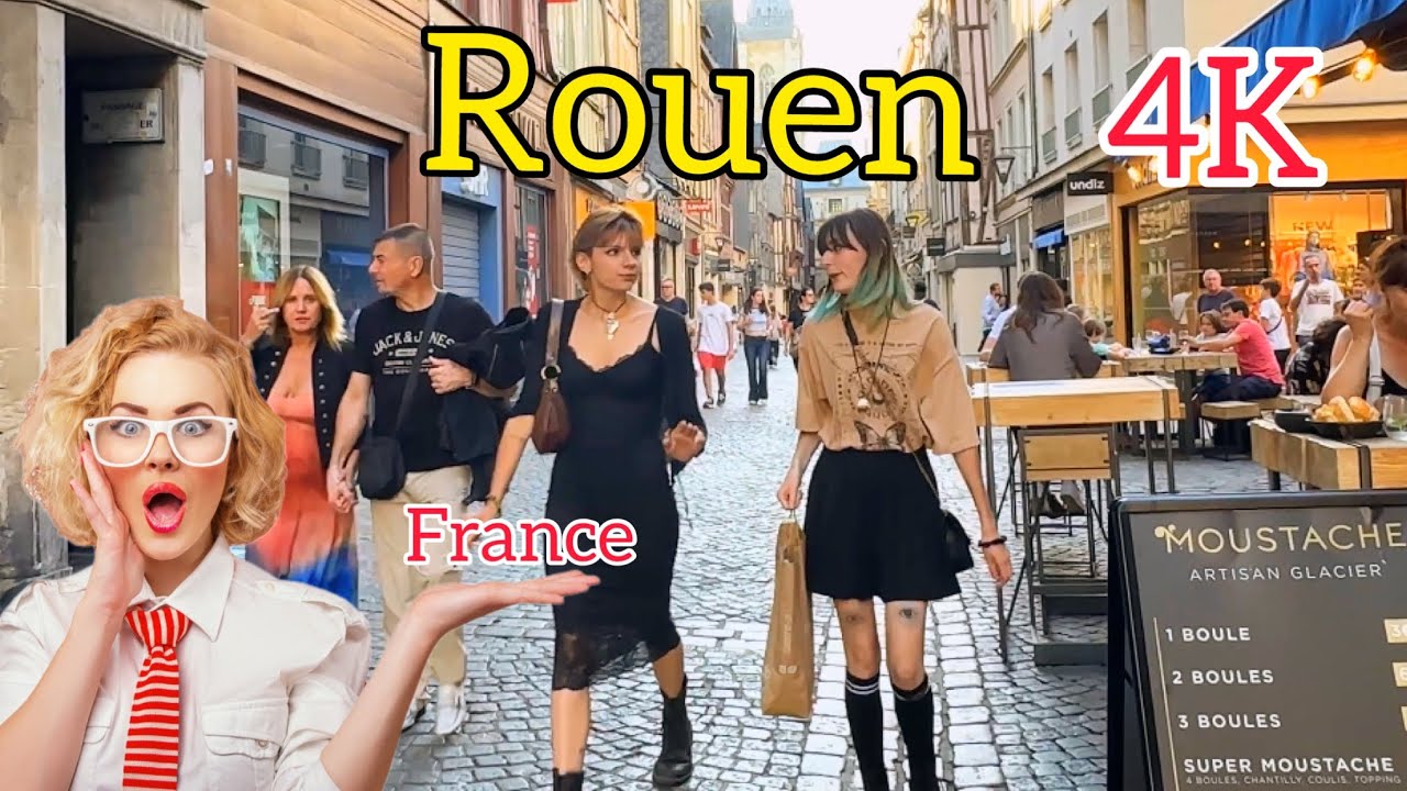 Rouen, France walking tour - 4K HDR fps60 [4K] relaxing city walk | summer in Rouen