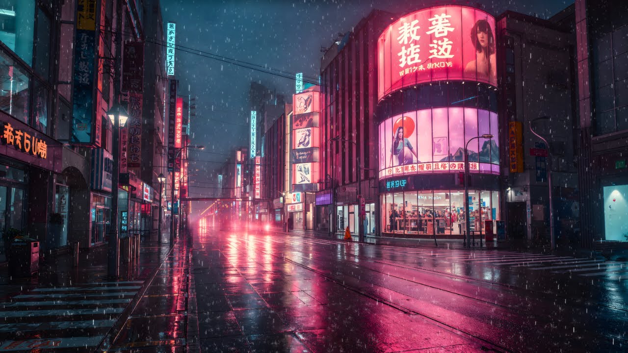 Rainy Shibuya Night Walk Beneath Pink Neon Lights | Calm Lo-fi Ambience | 4K