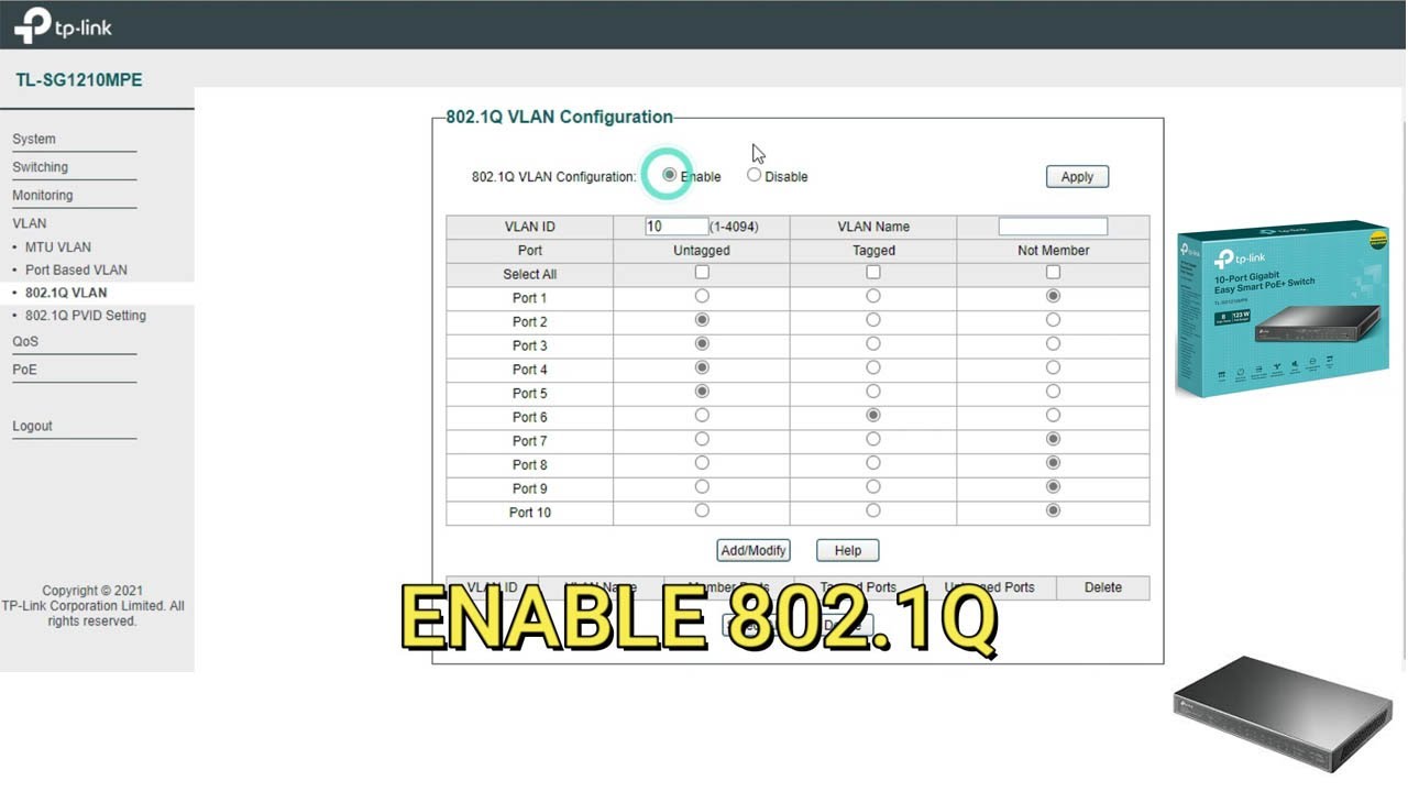 TP-LINK 10 PORT GIGABIT EASY SMART POE + SWITCH | VLAN CONFIGURATION | FULL SETUP | TL-SG1210MPE
