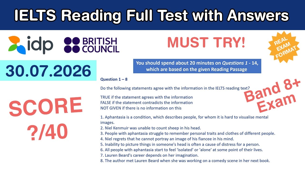IELTS General Reading Practice Test with Answers 30.07.2026 - Test #258