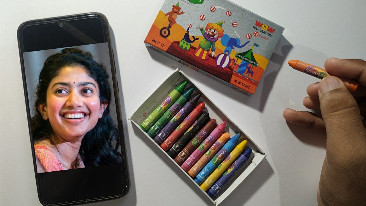 Drawing Sai Pallavi with Rs.10 Colour | Rs.10 Wax Crayons Sketch